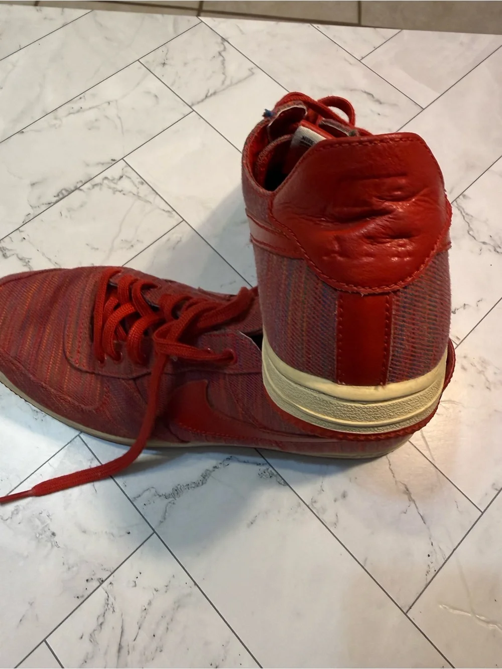 Nike Red Knit Low-Top Sneakers